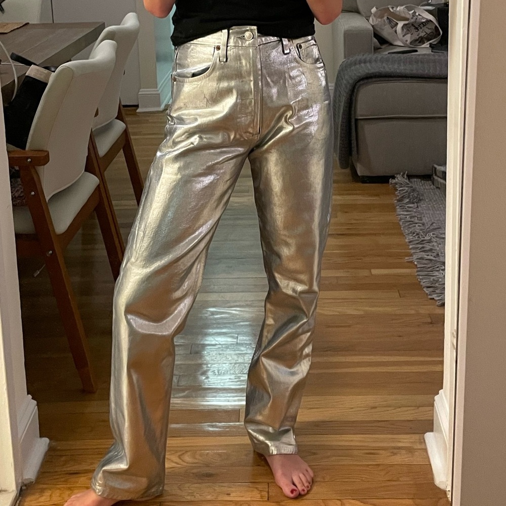 AGOLDE 90s Pinch Waist Easy Straight Metallic Jeans